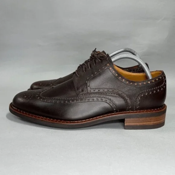 Paraboot Cousu Derby Men's Size 8.5 Brown Leather Wing Tip Goodyear Dress Shoes